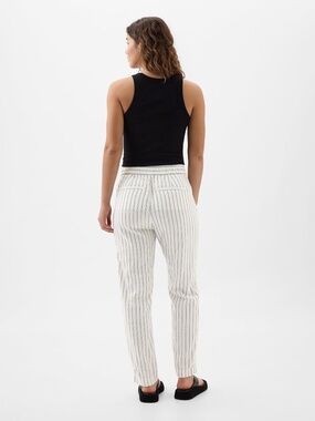 NWOT GAP Women's Easy Pant White Stripe Linen Blend Size Small